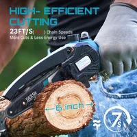 SEESII 6'' Cordless Mini Chainsaw 15.2cm Electric Saw Rechargeable Woodworking Garden Pruning Saw for Makita 18V Battery Pin 3
