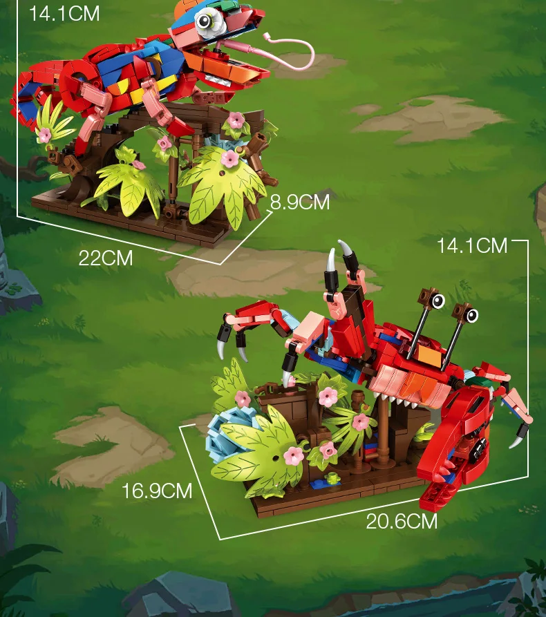 3 in 1 Parrot Building Toy Set Transforms to 3 Different Animal Figures Parrot to Swimming Fish to Cute Frog Butterfly Cat