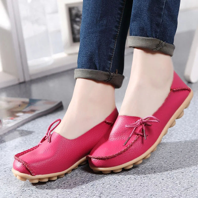 Women Shoes Women Flat Shoes Soft Leather Casual Flats Shoes Summer Black Loafers Women\'s Moccasins Zapatos Mujer Ballet Flats