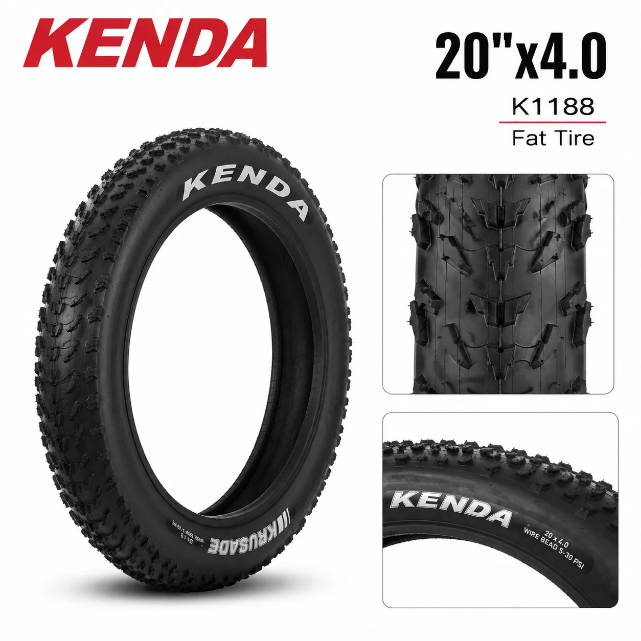 Kenda K1188 Krusade Fat Tire 20x4.0 Bicycle Tire 20