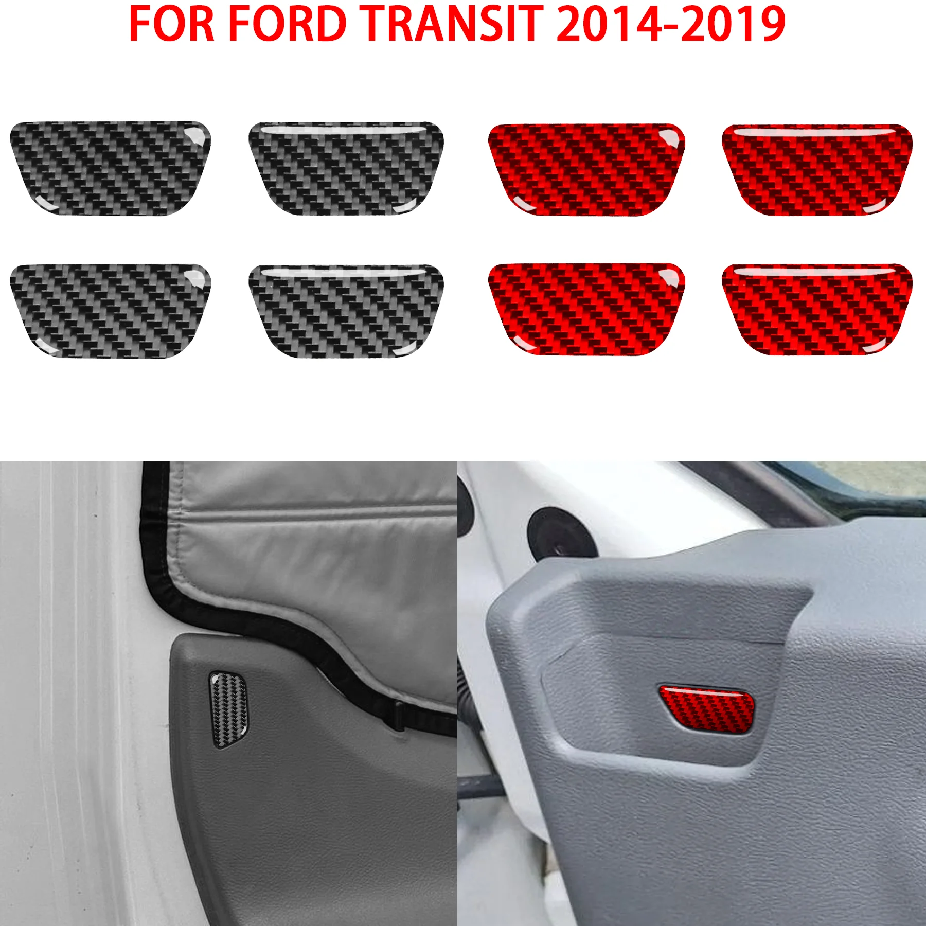 Car 4Pcs Door Lock Cover Carbon Fiber Protective Trim Stickers For Ford Transit 2014-2019 Interior Modification Accessories
