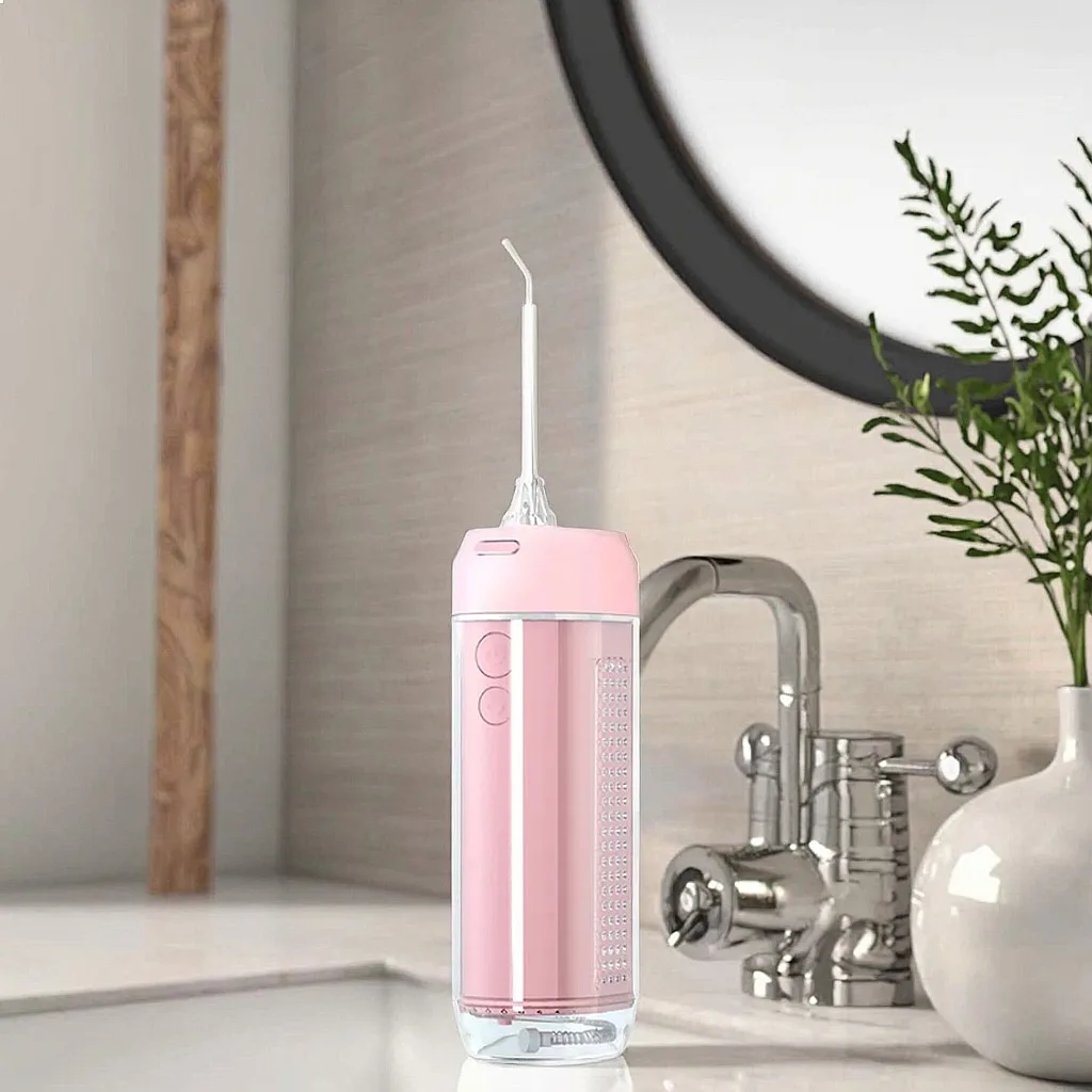 Professional Cordless Rechargeable 2in1 Plastic Dentals Water Flosser with Super Spray 4 Sprinkler Heads PX7 Waterproof Teeth