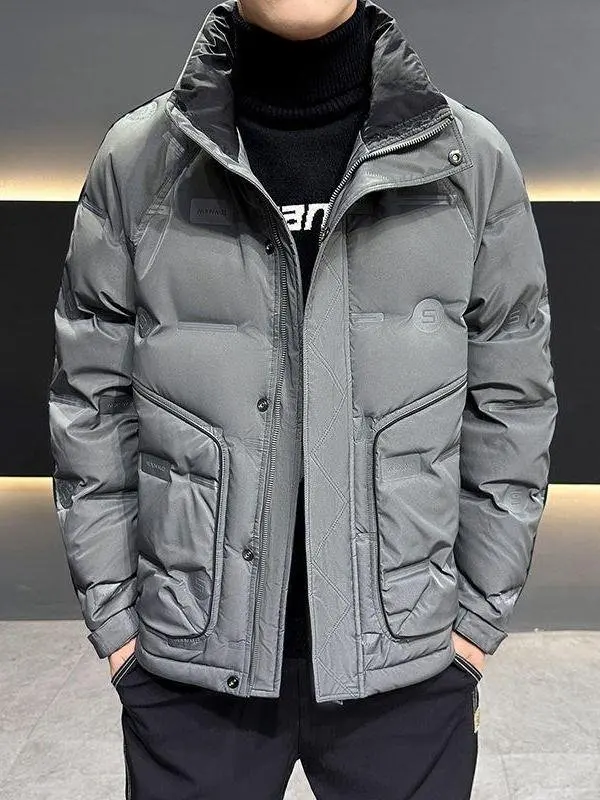 

Модная утепленная мужская пуховая куртка с воротником-стойкой, осенне-зимняя, новая модель, молодежная повседневная одежда, водонепроницаемая, не требует стирки.