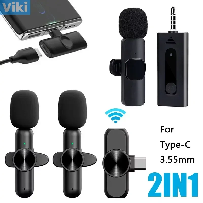 Bezprzewodowy Mini mikrofon przenośny mikrofon do nagrywania Audio wideo na żywo Mini mikrofon do telefonu komórkowego typu C kamerka do laptopa Jack 3.5mm