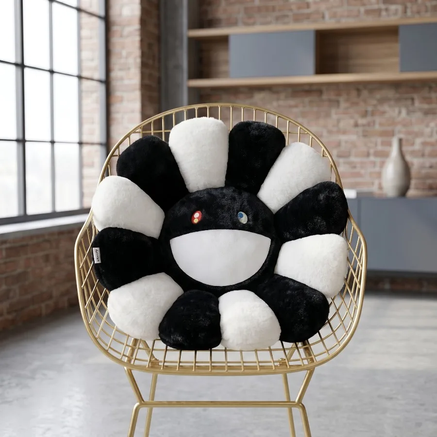 Kawaii Sonnenblumen-Plüschkissen, Niedliche Lächelnde Regenbogen-Sonnenblume, Dekoratives Kissen, Plüschtier, Büro-Rückenkissen, Geschenk