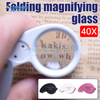 40X 2 LED Jewelry Magnifying Glass Pocket Folding Loupe Magnifier Mini Diamond Lupa Lens Eye Glass Tool Reading Glasses