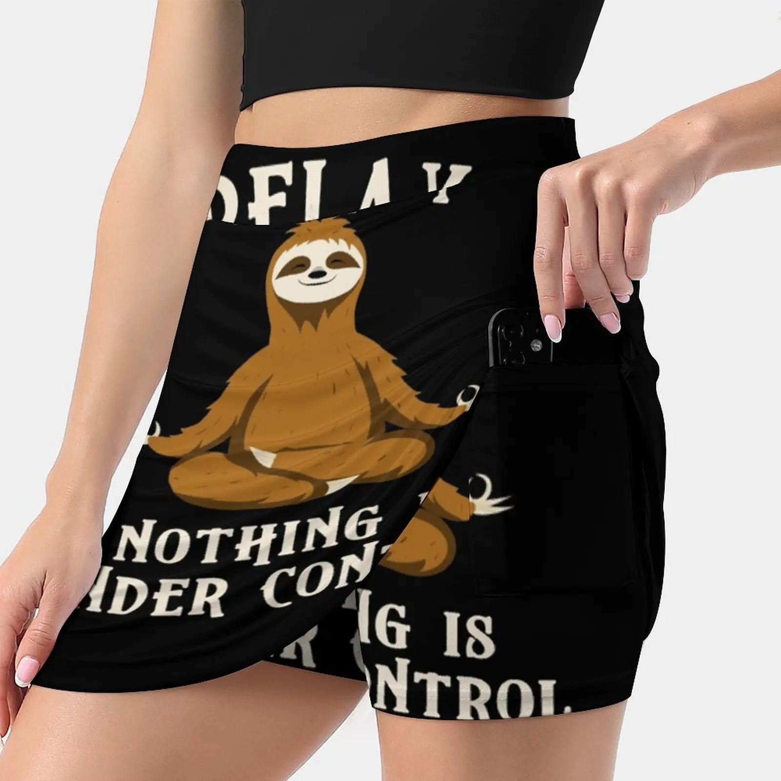 Yoga Sloth Funny Gift S-4Xl Tennis Skirts Golf Fitness Athletic Shorts Skirt With Phone Pocket Im Lazy Funny Yoga Sloth Peace