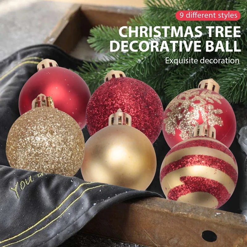 50Pcs Christmas Tree Decorations Balls Bauble Xmas Party Hanging Ball Ornaments Christmas For Home New Year Gift