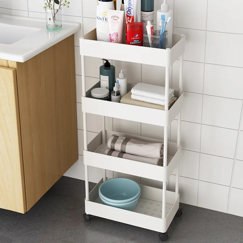 Kitchen trolley shelf kitchen storage spice rack with pulley multi-function storage rack