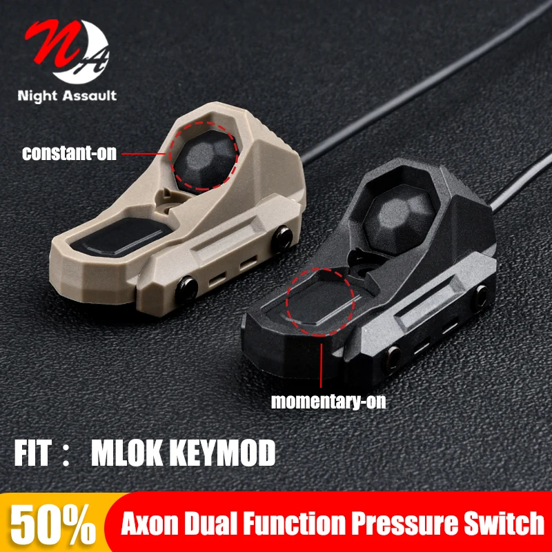 

Airsoft AXON Switch Dual Function Remote Button SF/2.5/3.5 Plug Fit MLOK KEYMOD 20MM Rail M300 M600 Flashlight Hunting Laser