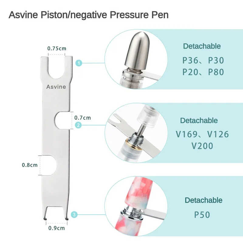 Narzędzia do usuwania Asvine Klucz do tłokowych długopisów próżniowych Metal Sliver do artykułów papierniczych Asvine AP36/P30/P20/P80/V169/V126/P50 — zdjęcie produktu 2