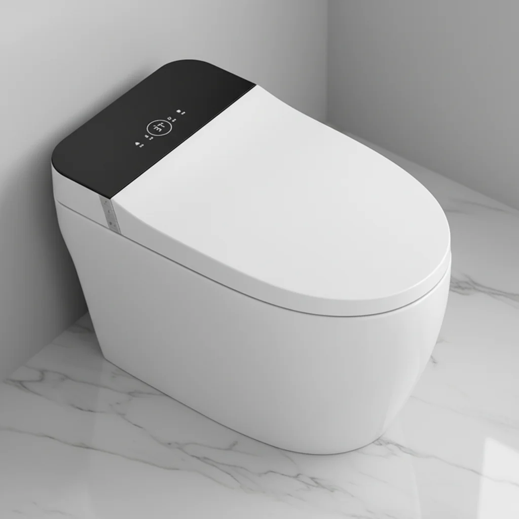 

Modern Design Smart Toilet for Hotel Bathroom Foot Sensor Flush Floor Mounted Heated Seat Cover Remote Control S-Trap 220V