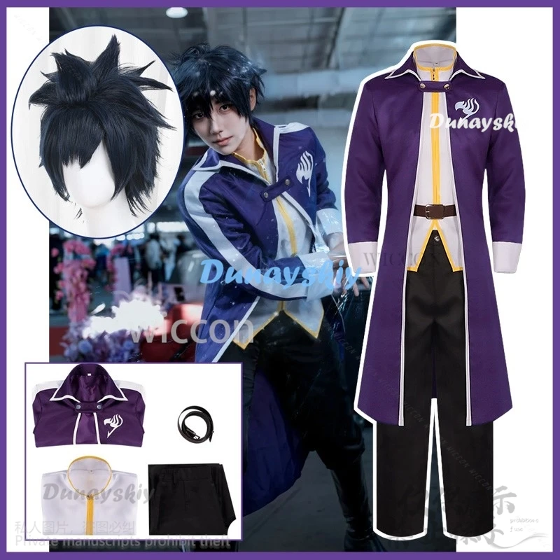 Gray Fullbuster Cosplay Anime Fairry Tail Costume Long Sleeved Trench Coat Uniform Adult Man Halloween Carnival Suit Customized