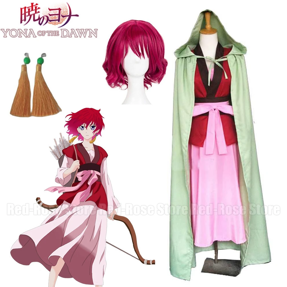 Anime Akatsuki no Yona Princess Yona of the Dawn Princess Dress Cloak Women Cosplay Costume Outfits Full Set Adult