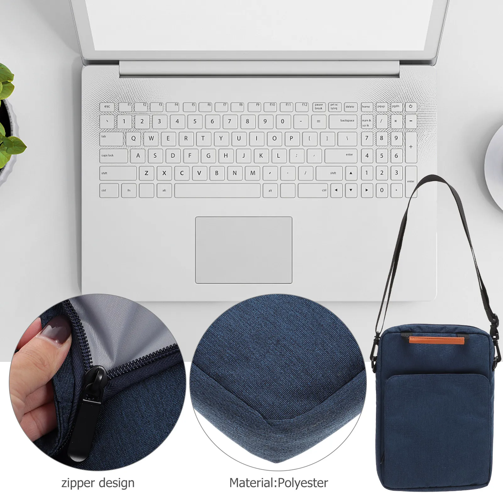 Premium Polyester Laptop Sleeve 13.3 Inch Tablet Bag with Adjustable Shoulder Strap Soft Fleece Interior Wear Resistant Travel