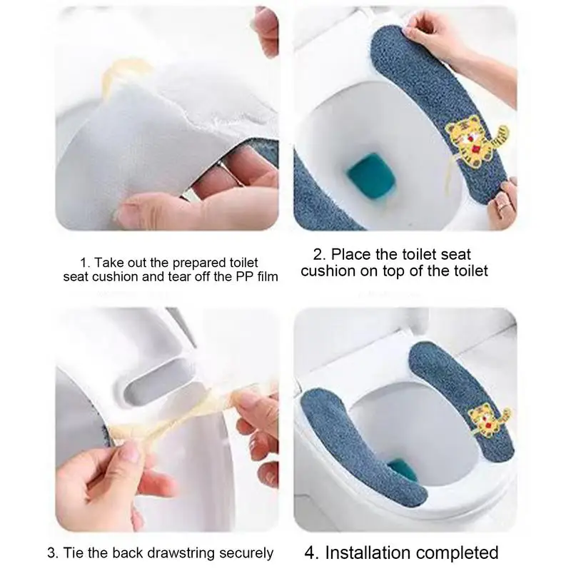 Adesivo Levantado Toilet Seat Cover Pad, Grosso, Quente, Amortecido, Lavável, Reutilizável, Tampas de Tampa, Alívio Máximo
