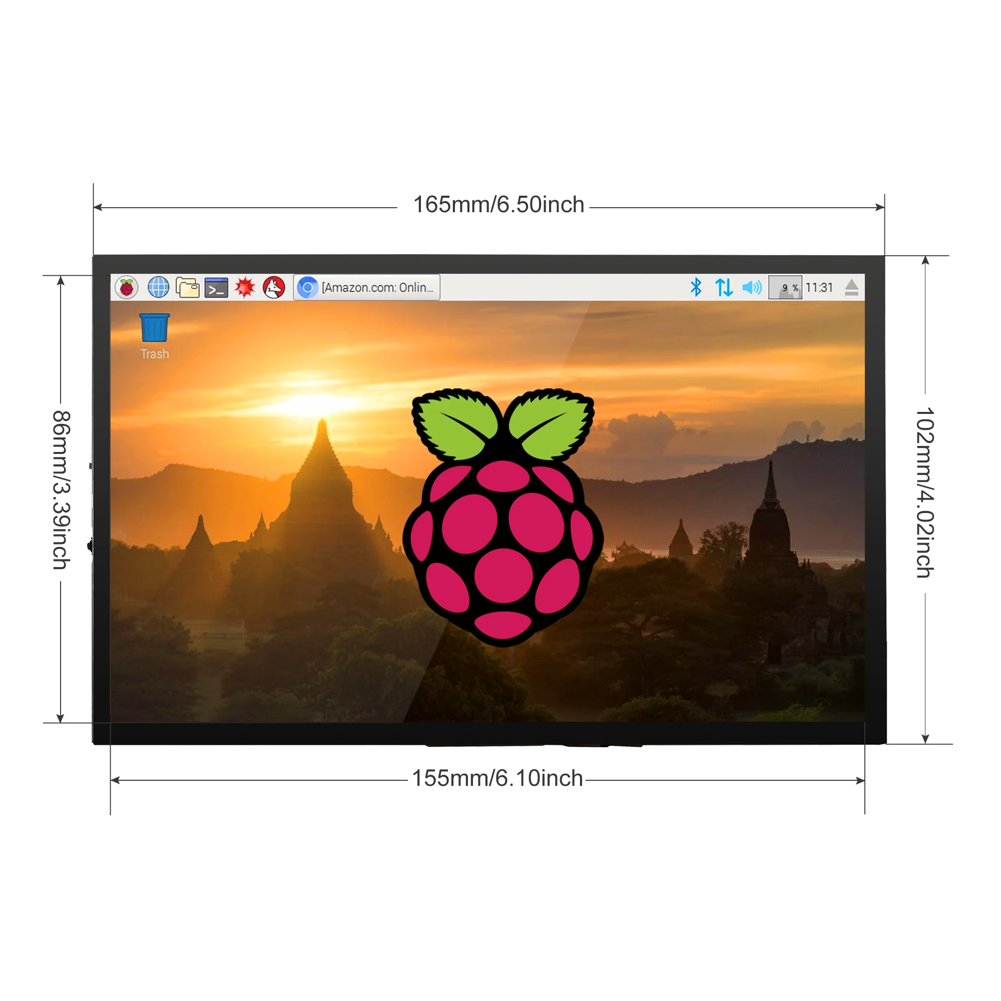 7-дюймовый сенсорный экран Raspberry Pi 1024x600, двойной динамик, USB HDMI дисплей для Raspberry Pi 4 4B 3B + Black Banana Pi win