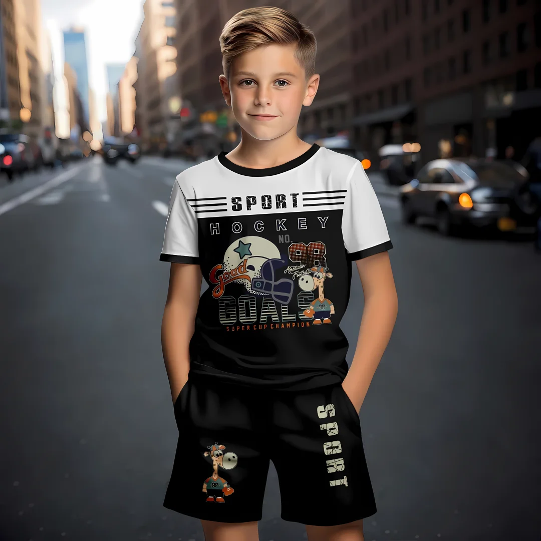 Children's Clothing Suit for Boy 2-10Y Summer Short Sleeve T-Shirt 2 Piece Set 3D Print Shorts Casual Outdoor Children's Sets