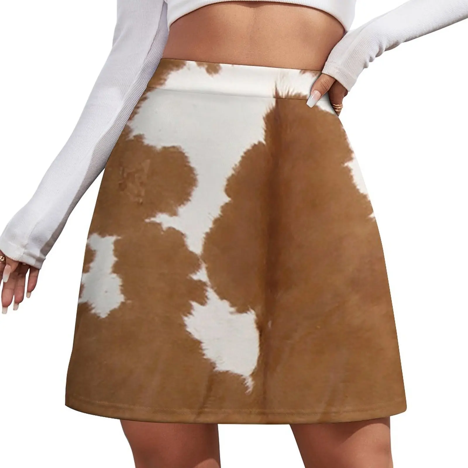

Brown Cowhide Mini Skirt Female clothing skorts for women women's golf wear summer korean style clothing