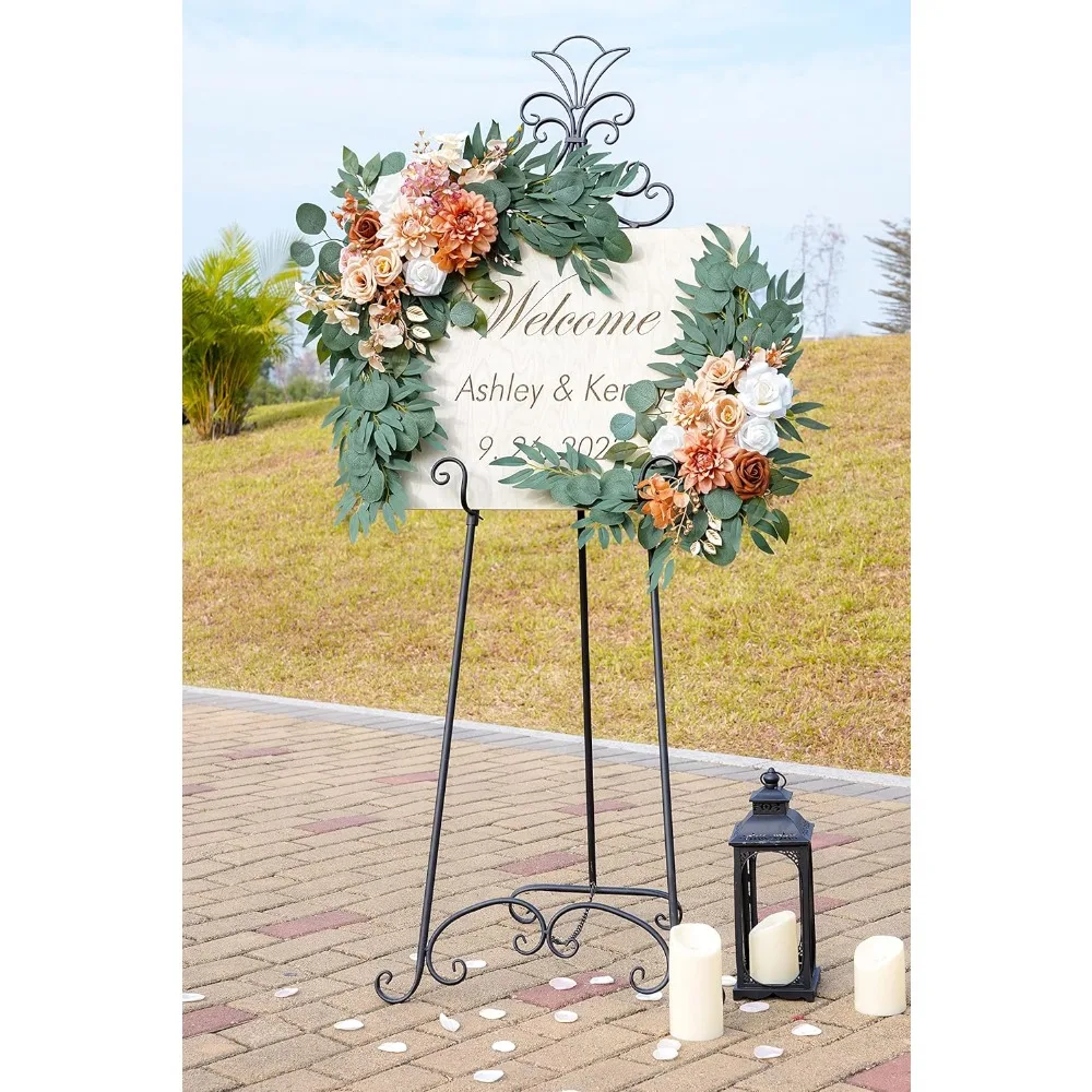 زهور قوس الزفاف من بوناتيا (عبوة من 2)، زهور برتقالية محروقة صناعية لتزيين علامات الترحيب في الزفاف وزهرة القوس