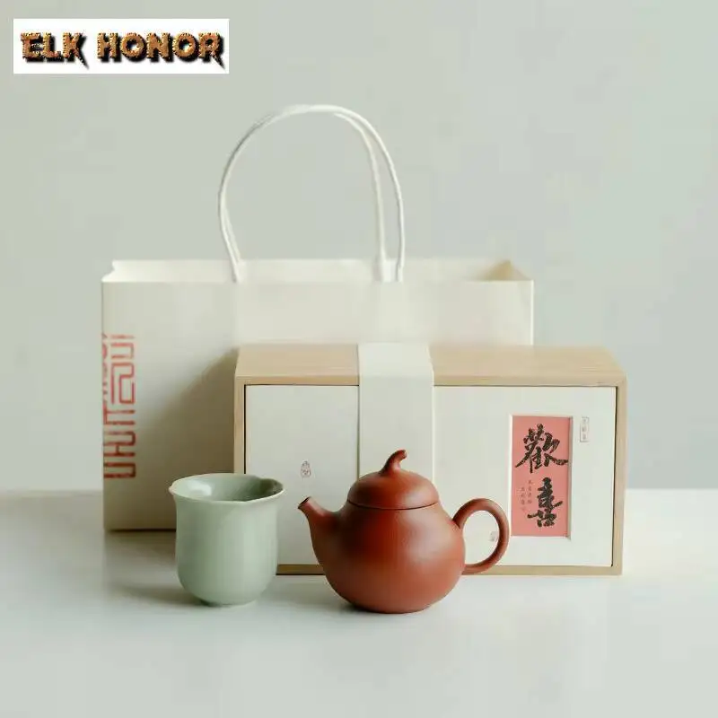 

Exquisite Purple Clay Small Eggplant Melon Pot Plum Blue Glaze Ceramic Teacup 1 Pot 1 Cup Souvenirs Tea Maker Zisha Teaset Gifts