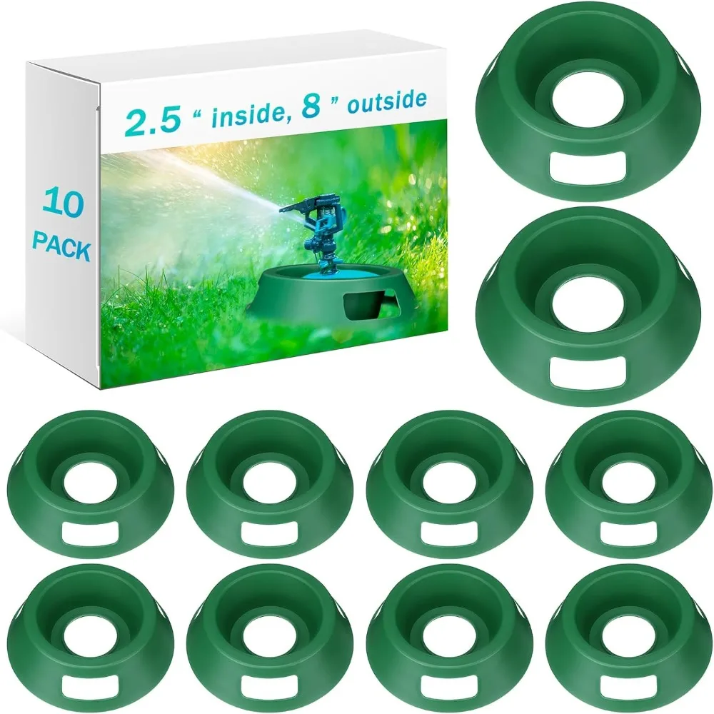 

10 pcs sprinkler donut protection sprinkler head protector for lawn, 2.5" id 8" od plastic green donut head protector lawn cove