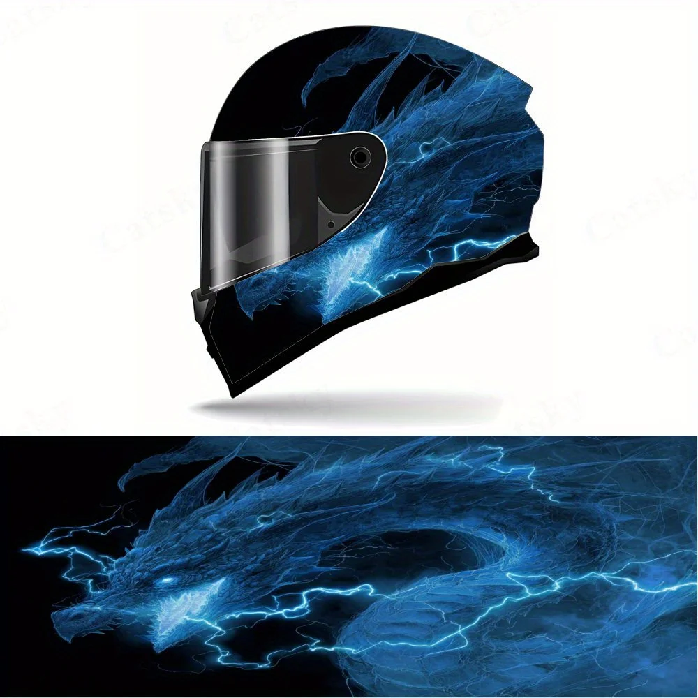 

Наклейка на анфас с изображением дракона и молнии — прочный и водонепроницаемый ПВХ, самоклеящаяся наклейка на гоночный шлем, эстетическая наклейка на шлем