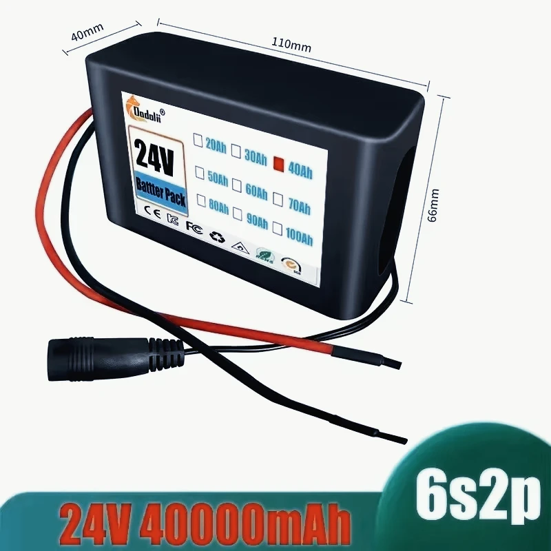 

24V 6S2P 40000mAh lithium-ion battery pack with charger, used for electric bicycles/light motorcycles