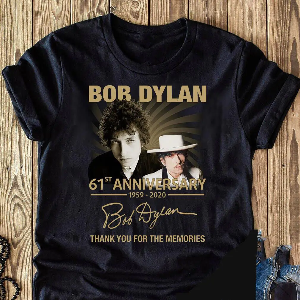 

Хлопковая черная футболка унисекс, модель J916 на 61-ю годовщину, Боб Дилан