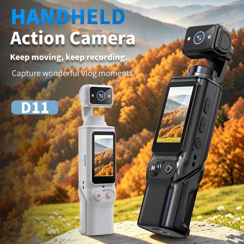 Handheld 4K Action Camera HD 180° Rotatable Lens Electronic Anti-shake Pocket Vlog Camera  For Outdoor Sports Travel Video ﻿ ﻿