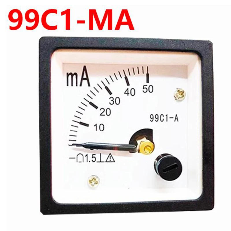 

NEW 99C1-mA Pointer type DC Ampere Meter 30mA /50mA Range Analog Ampere Gauge Panel 48x48mm