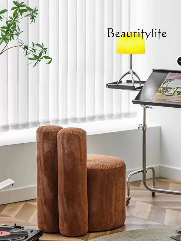 

Living Room Sofa Stool Girls Bedroom Light Luxury Makeup Stools Corduroy Fabric Space Saving Furniture Muebles
