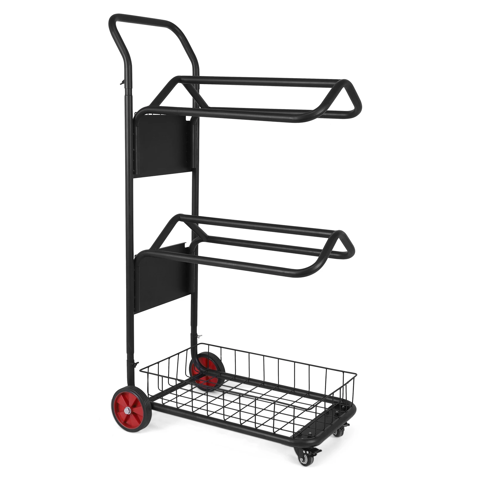 

Heavy Duty Saddle Stand with Basket 3 Tier Saddle Rack Cart with Wheel for Storage Moving Organize Transport Supplies
