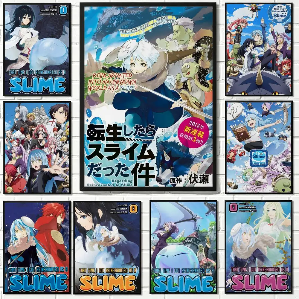 Anime That Time I Got Reincarnated as a Slime Poster Waterproof HD Modern Peel And Stick Wall Decor Living Room Dorm Garage