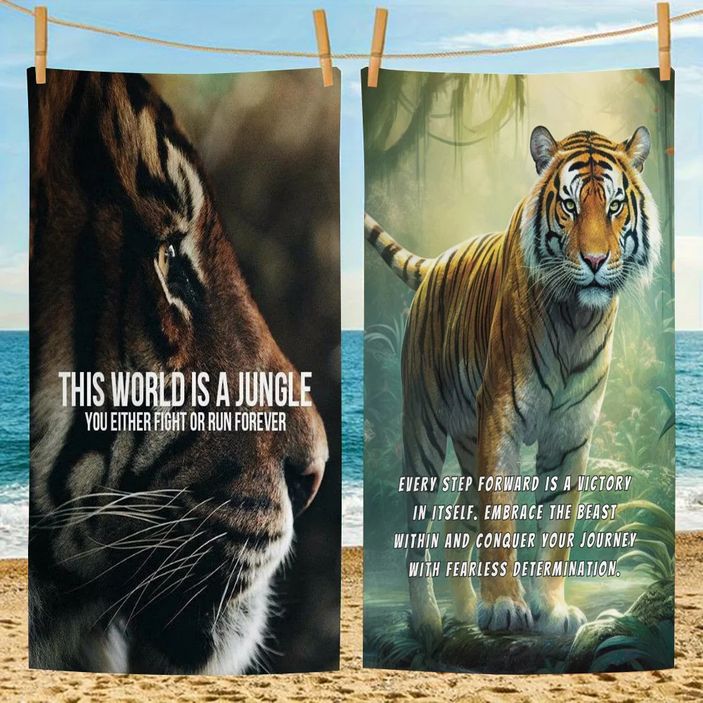 

Lion Motivational Inspirational Quotes Animal Beach Towel Colorful Bath Towels For Microfiber Quick Dry Custom Sand Free Beach