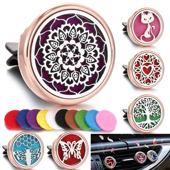 מרקחת ריחנית לרכב ניתנת למילוי עם קליפס לדיפיוזר ארומה, שמן אתרי לרכב, לוקט ארומתרפיה לאביזרי פנים