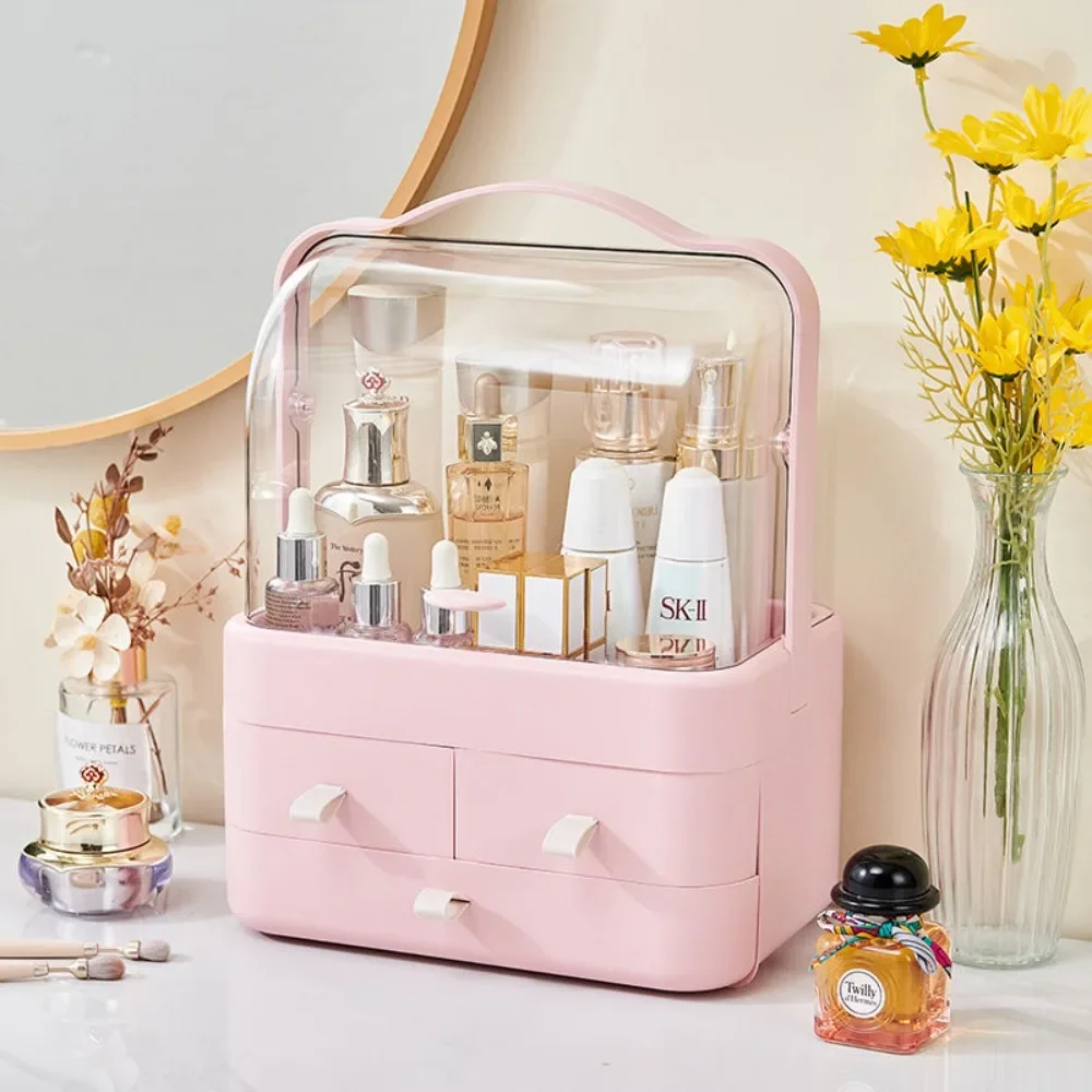 Clear Desktop Makeup Organizer Box Dustproof Cosmetic Jewelry Storage Drawer Box Home Skin Care Make Up Large Capacity Container