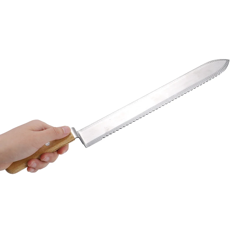 Honey Cutting Knife with Wooden Handle Stainless Steel Blade Beekeeping Tool Flat Mouth Single And Double Tooth Edges To Choose