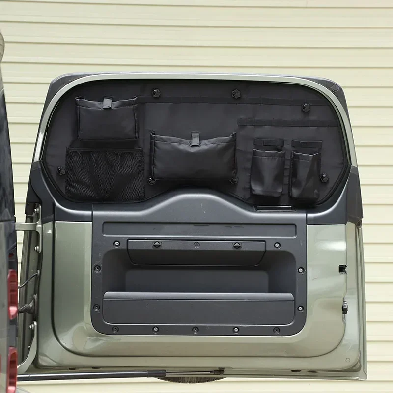 

For Land Rover Defender 90 110 130 2020-2024 Oxford Cloth Black Car Trunk Door and Window Hanging Bag Organizer Car Accessories