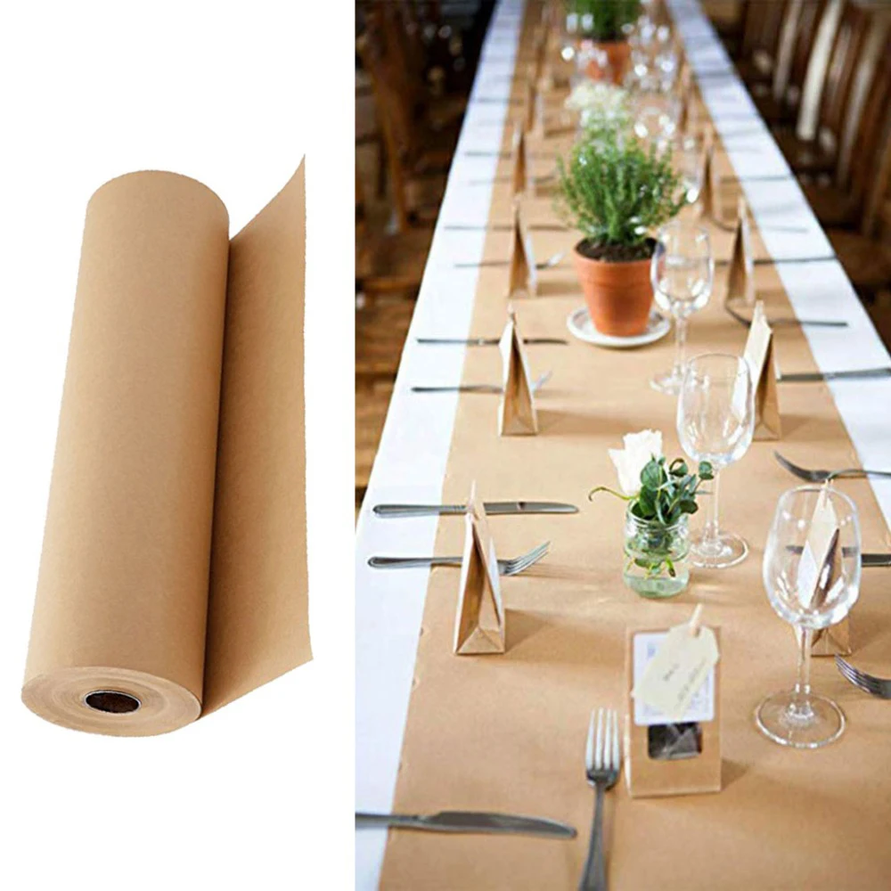 30 Meters Brown Kraft Wrapping Paper Roll for Wedding Birthday Party Gift Wrapping Paper Parcel Fresh Flower Art Craft Materials