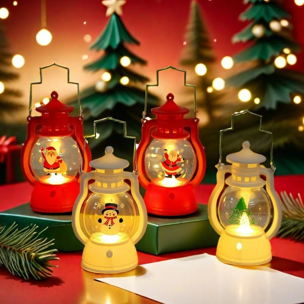 Cute Christmas Lantern LED Lights Santa Claus Mini Decoration Oil Lamp Portable Desktop Ornaments Glowing Horse Light Home Decor