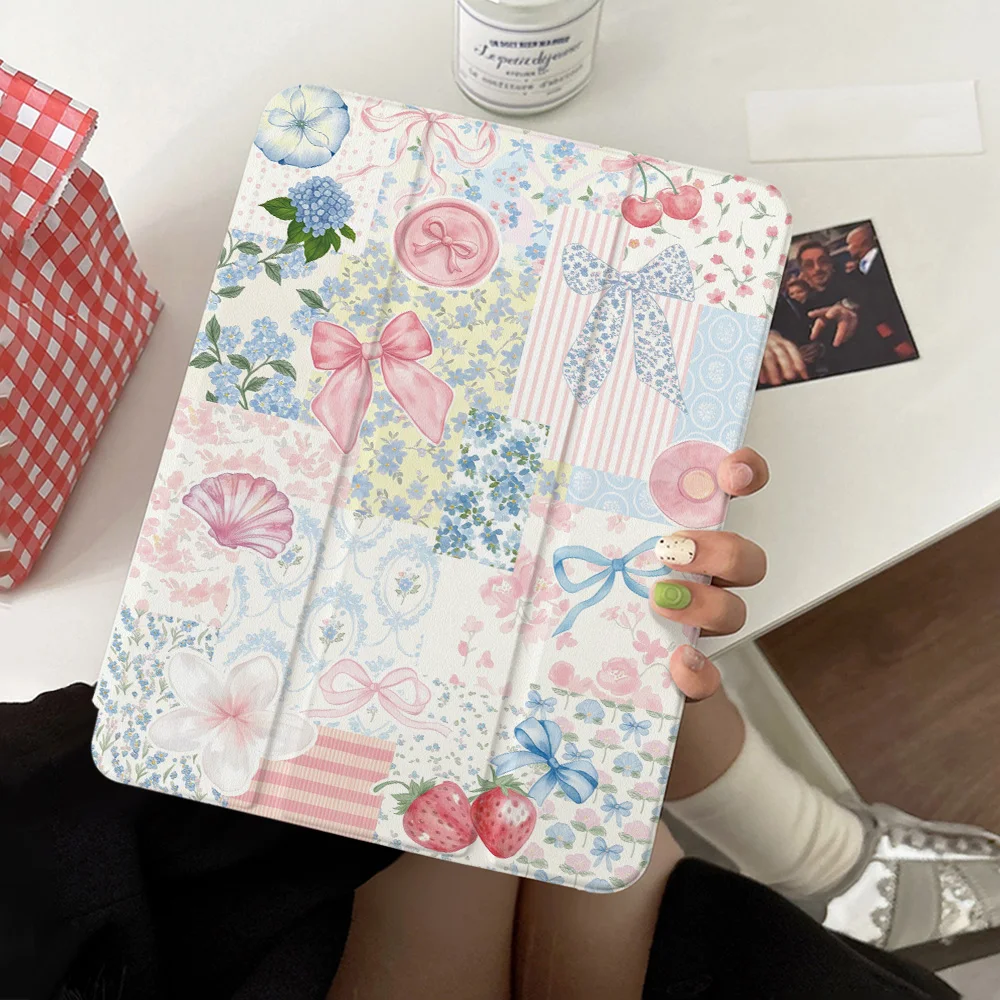 Cute Coquette Patchwork 720° Rotating Acrylic Tablet Case for iPad Air 11 Air 13 2026 mini 7 2024 8.3inch Pro 11 13 Air 13 2025