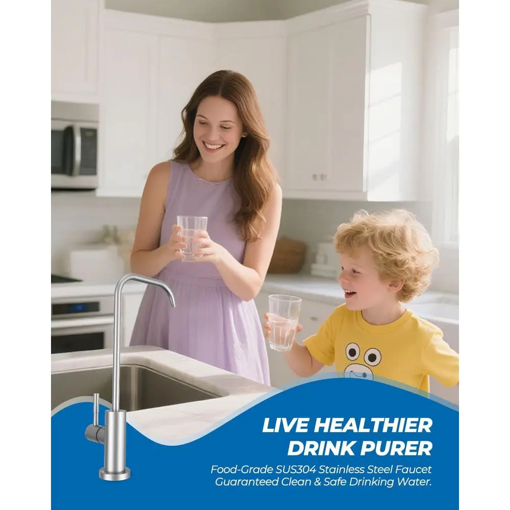 Lead-Free Brushed Nickel Reverse Osmosis Water Filter Faucet System
