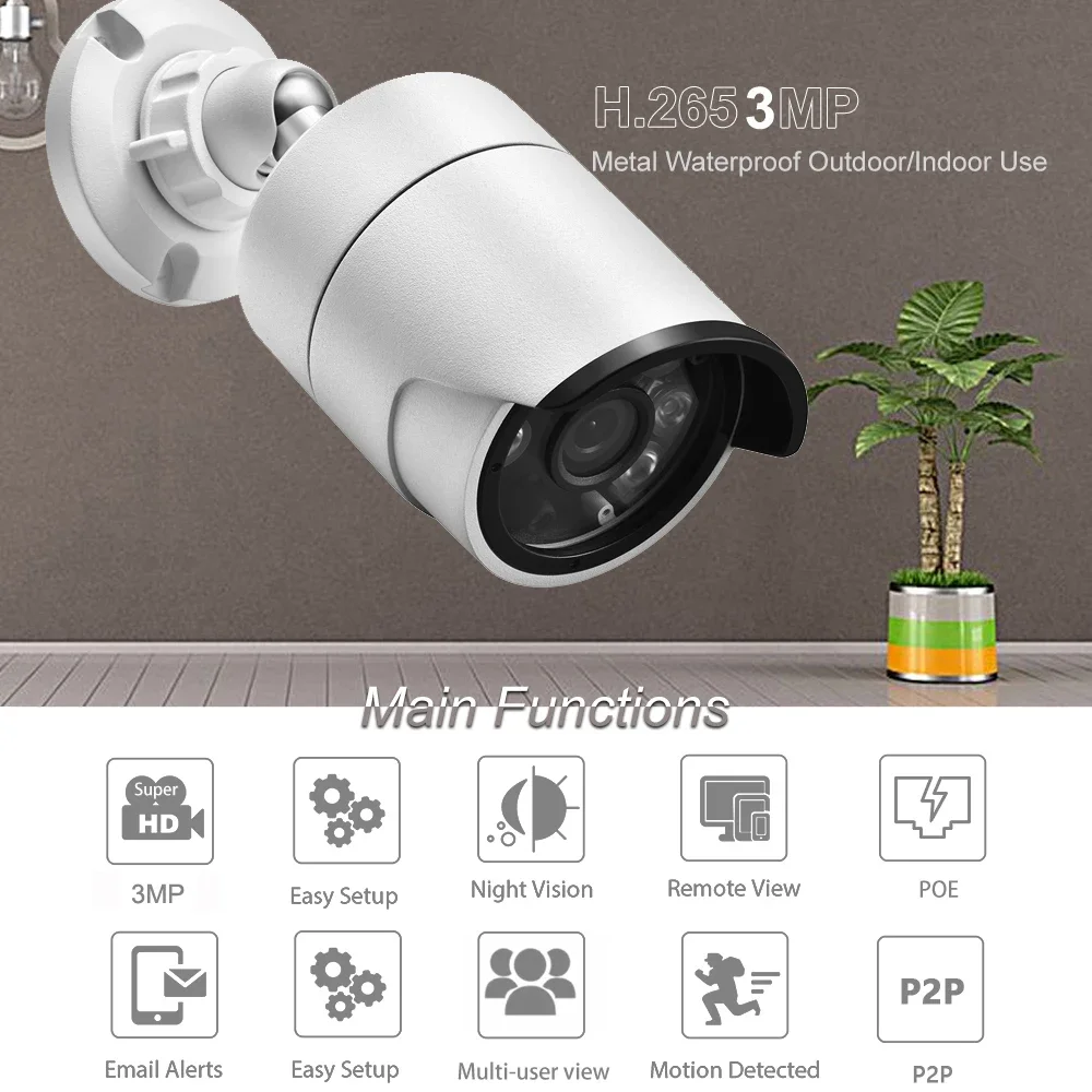 AZISHN 4MP 1080P IP Camera H.265AI Audio Record CCTV Camera Waterproof Outdoor Home Security Video Surveillance