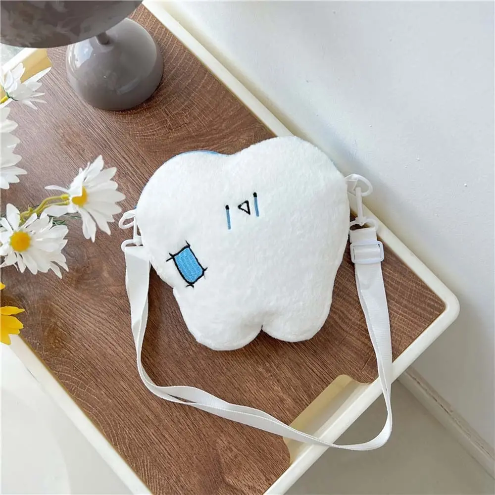 

Teeth Shape Plush Doll Crossbody Bag Phone Bag Large Capacity Cartoon Doll Shoulder Bag Message Bag Coin Money Bag