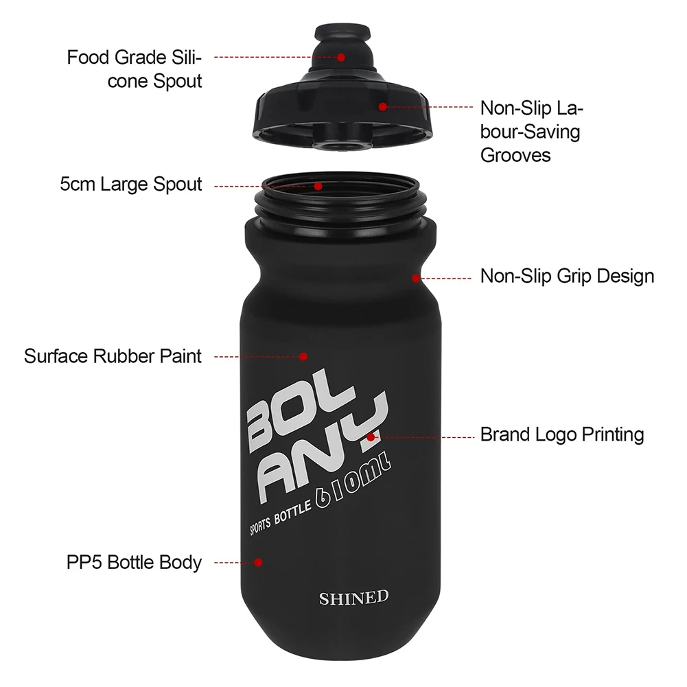 Cycling Squeeze Water Bottle Bike Squeeze Water Bottles With Anti Slip Grip Silicone Spout 610ML/21.5 Oz Sports Bottle