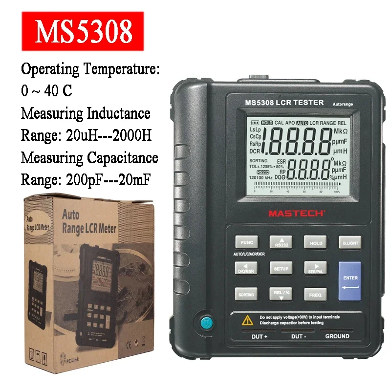 Handheld Auto Range Digital LCR Meter Bridge Test Inductance Capacitance Resistance Meter Dual LCD Display MS-5308