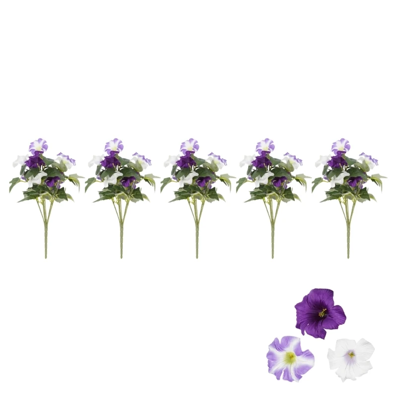 Handmade Flowers for Outdoor Indoor Garden Home Decoration,Faux Flower for Home Office Garden Patio Balcony 5 Bundles 15UB