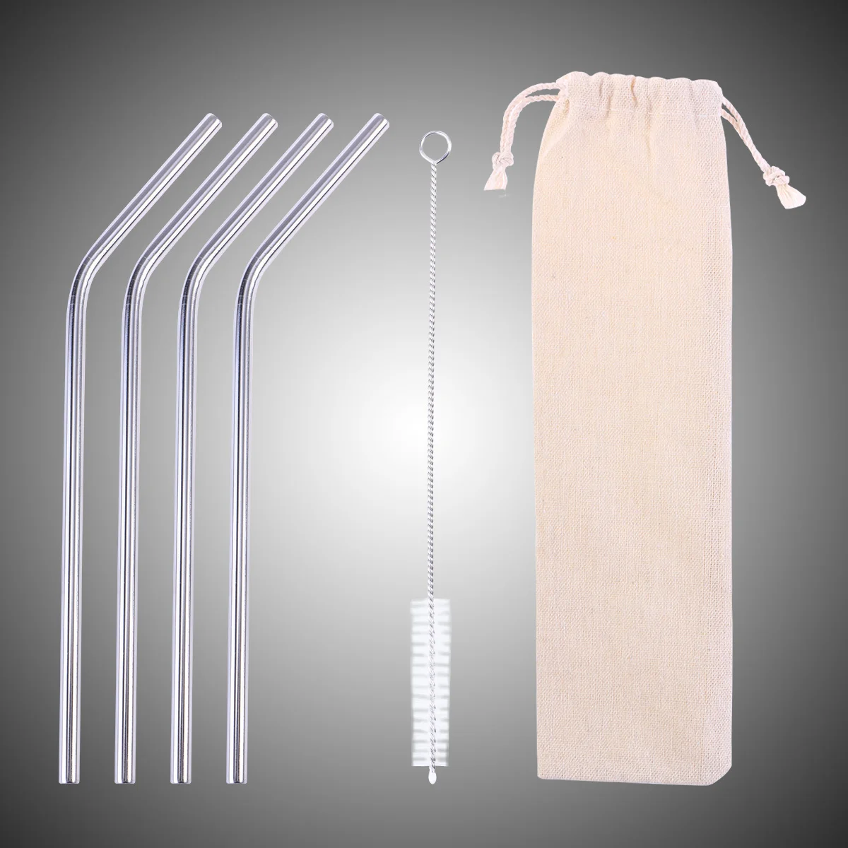 

4Pcs Reusable Stainless Steel Straws for 20oz Tumbler Curved Metal Drinking Straws with Cleaning Brush No Metallic Taste