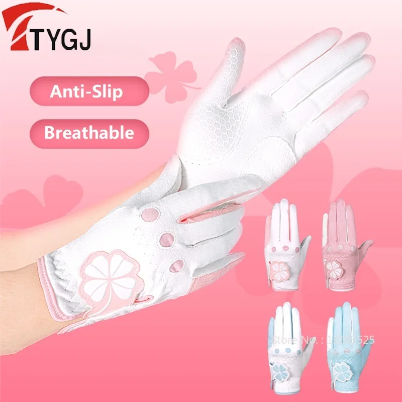 

TTYGJ Golf Women's Gloves Left and Right Hands Sports Mittens Anti Slip Breathable Gloves Lady Outdoor Soft Golf Aids